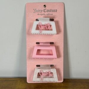 New Juicy Couture 3 Pck Hair Claw Clips Accessories Marble Pink White Cute